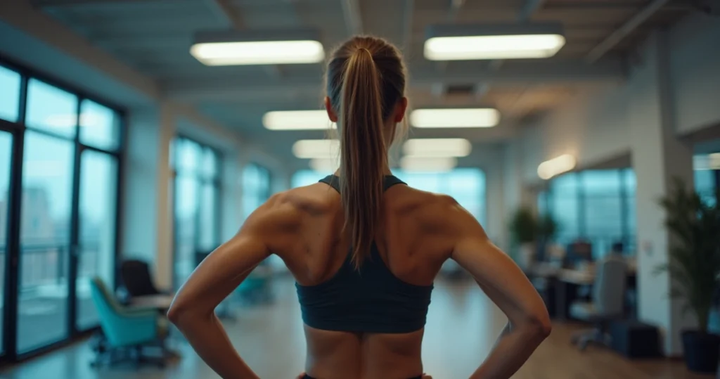 Mulher praticando exercícios inovadores para fortalecer o core em ambiente moderno de academia